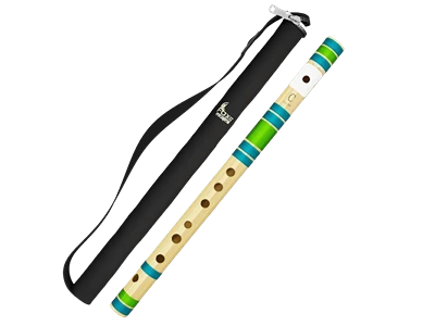 Foxit Musical Right-Handed Flute C Natural Tuned with Tanpura A=440Hz (PVC, Dark Maroon with Gold Threads, Includes Carry Bag)