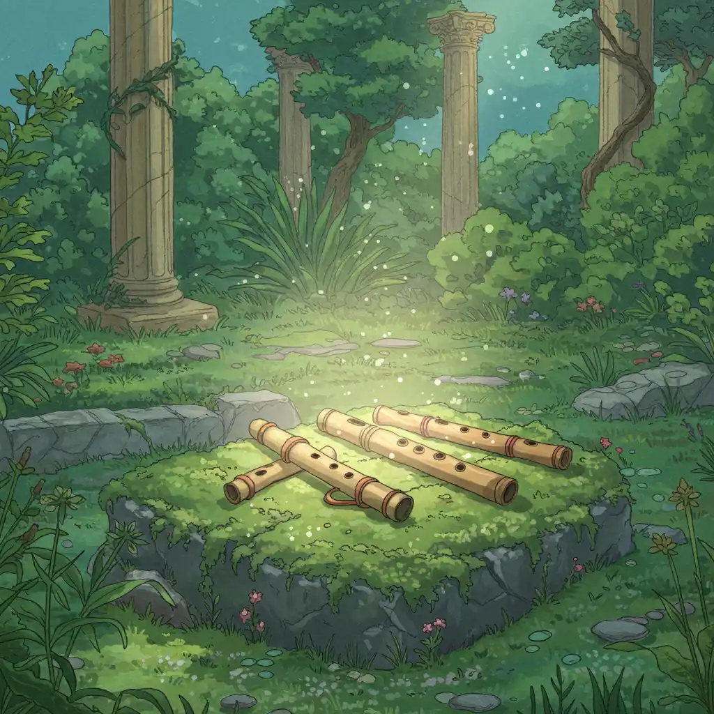 Ancient European flutes in a serene setting.