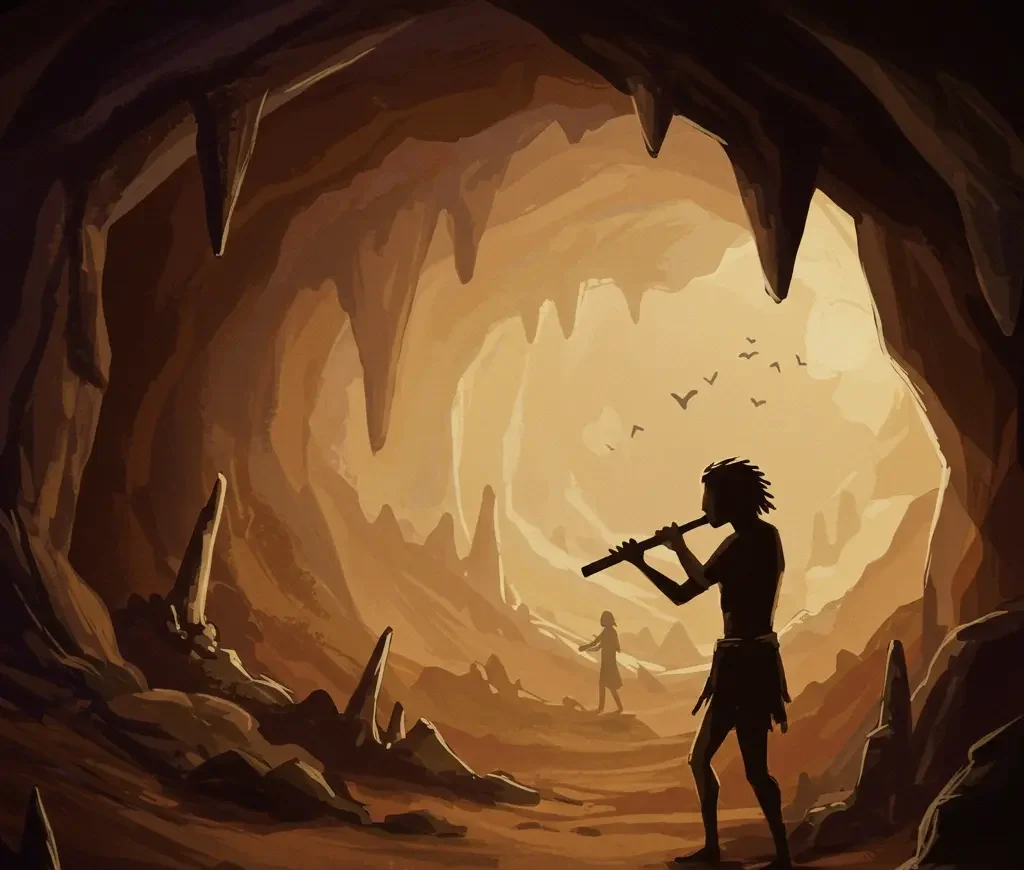 Mysterious Divje Babe Flute in a Cave Setting