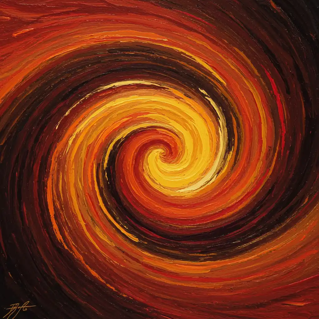 Abstract painting depicting the increasing speed and complexity in Jod and Jhala sections of Hindustani classical music.