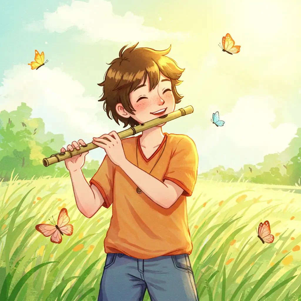 A close-up of a flute
