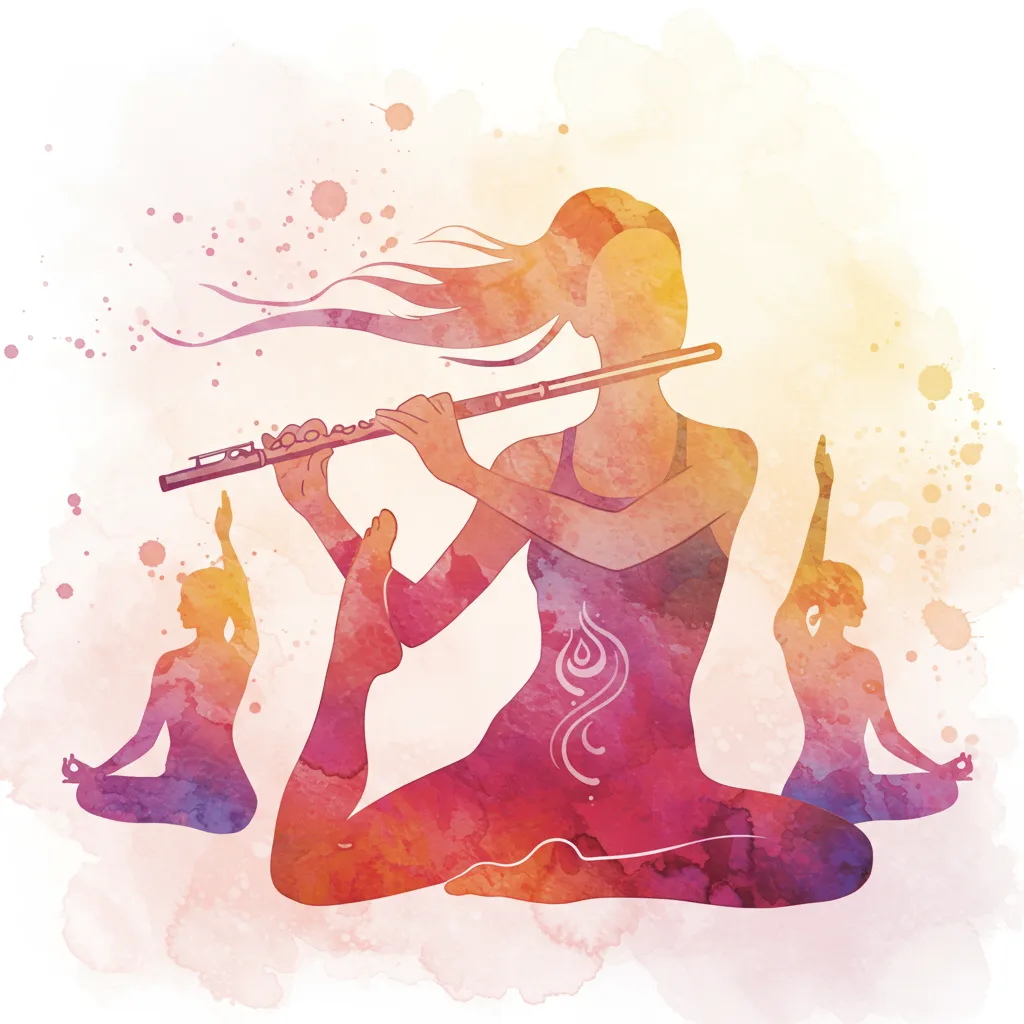 A person meditating before playing the flute